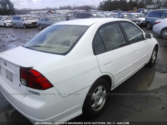 JHMES96674S006970 - 2004 HONDA CIVIC HYBRID WHITE photo 4