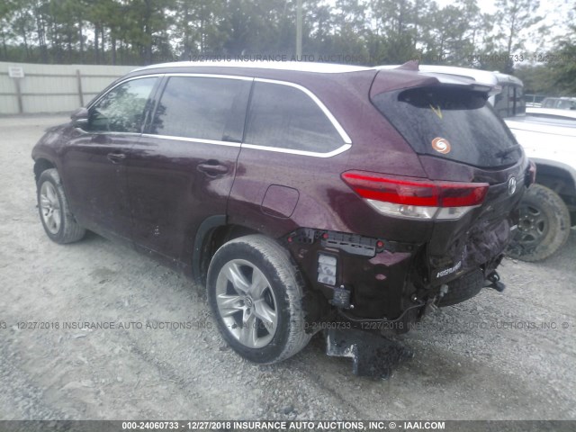 5TDYZRFH9HS227917 - 2017 TOYOTA HIGHLANDER LIMITED/LTD PLATINUM BURGUNDY photo 3