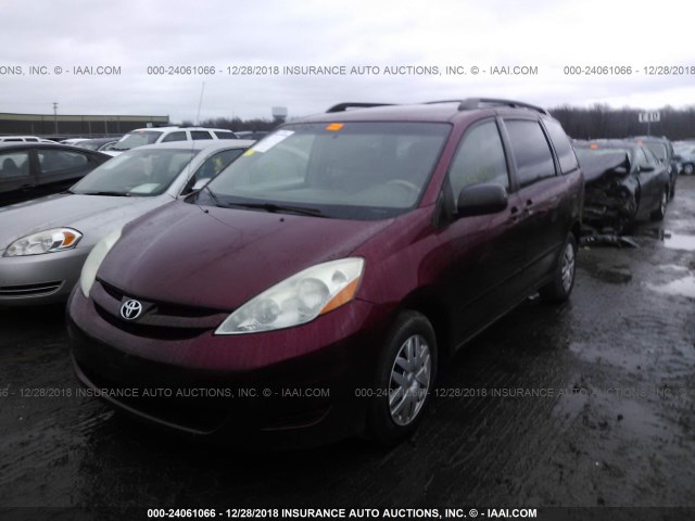 5TDZK23C98S214075 - 2008 TOYOTA SIENNA CE/LE MAROON photo 2