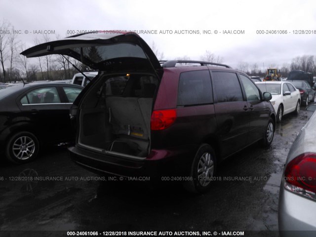 5TDZK23C98S214075 - 2008 TOYOTA SIENNA CE/LE MAROON photo 4