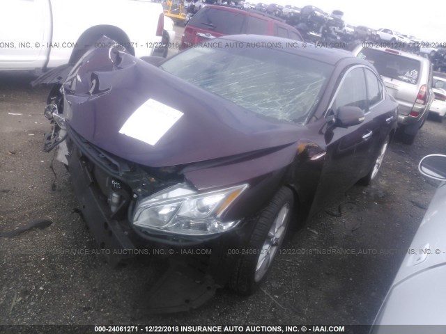 1N4AA5AP6EC441590 - 2014 NISSAN MAXIMA S/SV RED photo 2