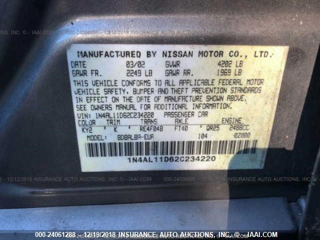 1N4AL11D62C234220 - 2002 NISSAN ALTIMA S/SL GOLD photo 9