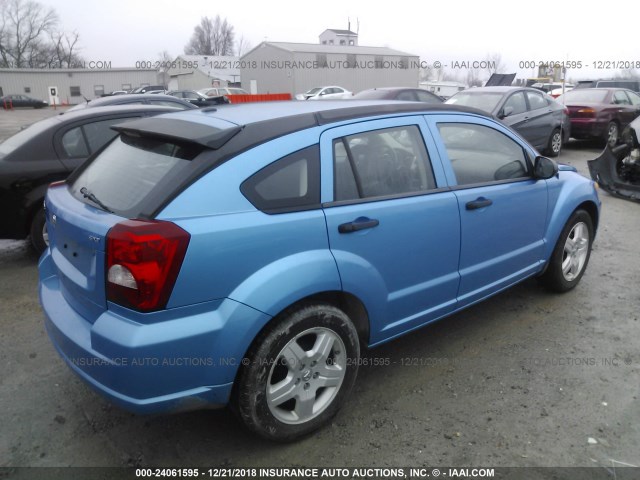 1B3HB48B18D571741 - 2008 DODGE CALIBER SXT BLUE photo 4