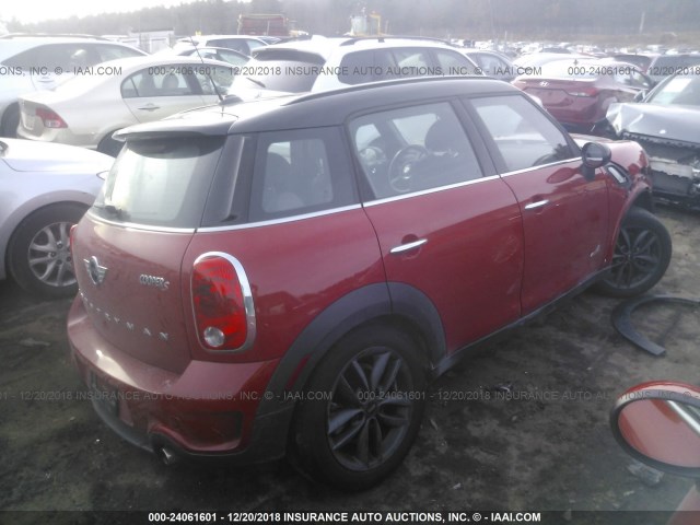 WMWZC5C54EWM17593 - 2014 MINI COOPER S COUNTRYMAN RED photo 4