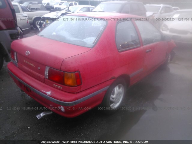 JT2EL43S4P0266688 - 1993 TOYOTA TERCEL DX RED photo 4