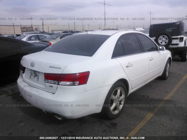 5NPEU46F07H289181 - 2007 HYUNDAI SONATA SE/LIMITED WHITE photo 4