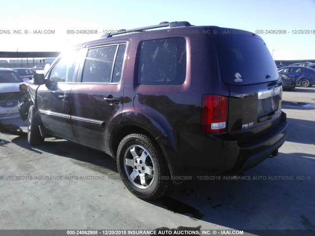 5FNYF3H87AB010654 - 2010 HONDA PILOT TOURING MAROON photo 3