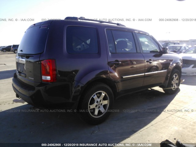 5FNYF3H87AB010654 - 2010 HONDA PILOT TOURING MAROON photo 4