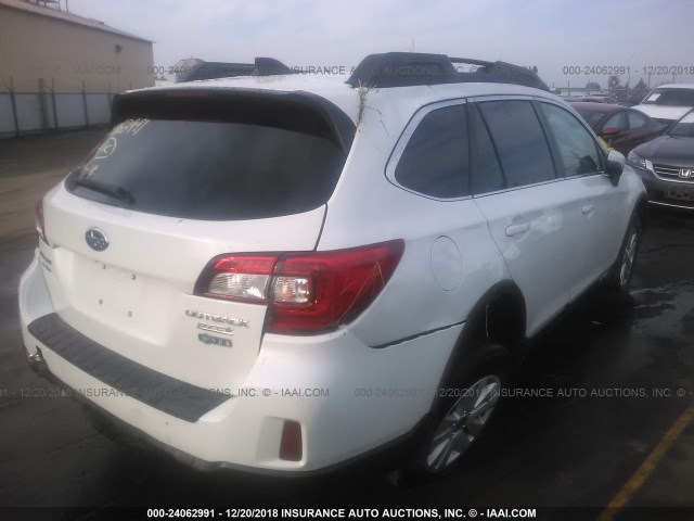 4S4BSAFC8G3294732 - 2016 SUBARU OUTBACK 2.5I PREMIUM WHITE photo 4