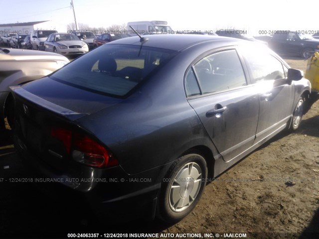 JHMFA36278S026272 - 2008 HONDA CIVIC HYBRID GRAY photo 4