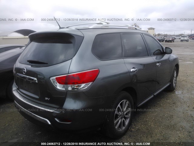 5N1AR2MN3FC719919 - 2015 NISSAN PATHFINDER S/SV/SL/PLATINUM GRAY photo 4