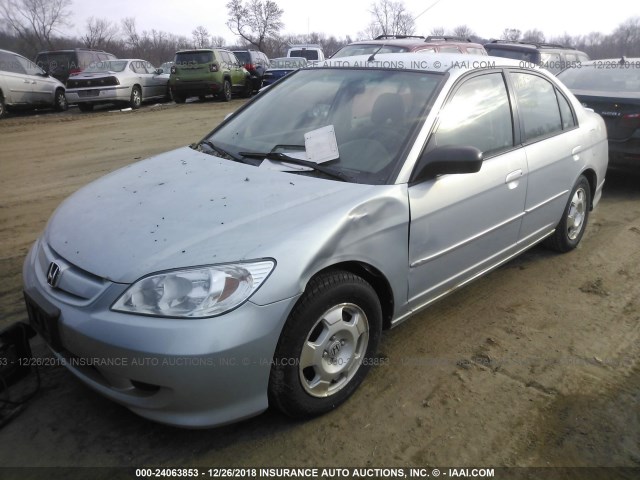 JHMES96694S002368 - 2004 HONDA CIVIC HYBRID BLUE photo 2