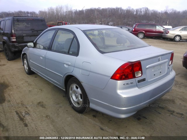 JHMES96694S002368 - 2004 HONDA CIVIC HYBRID BLUE photo 3