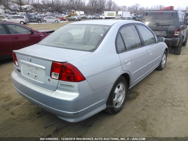 JHMES96694S002368 - 2004 HONDA CIVIC HYBRID BLUE photo 4