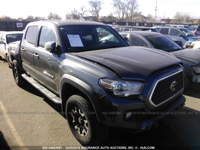 3TMCZ5ANXJM122194 - 2018 TOYOTA TACOMA DBL CAB/SR/TRDSPT/OR/PRO GRAY photo 1