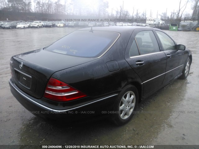 WDBNG70J91A181306 - 2001 MERCEDES-BENZ S 430 BLACK photo 4