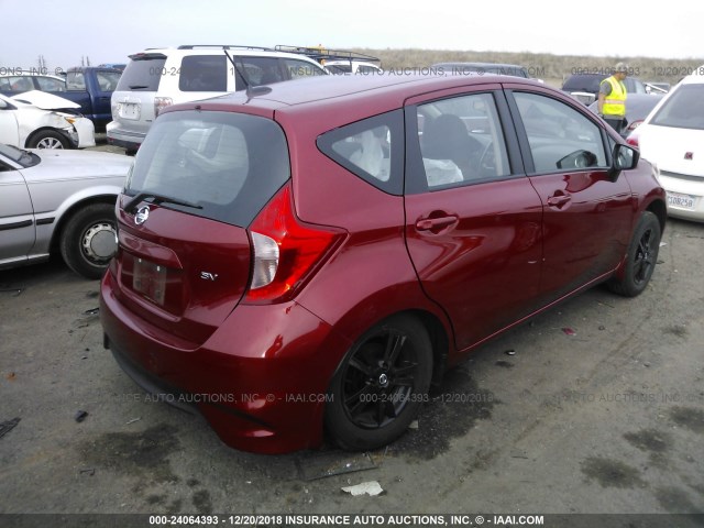 3N1CE2CP0JL356720 - 2018 NISSAN VERSA NOTE S/S PLUS/SV/SL/SR RED photo 4