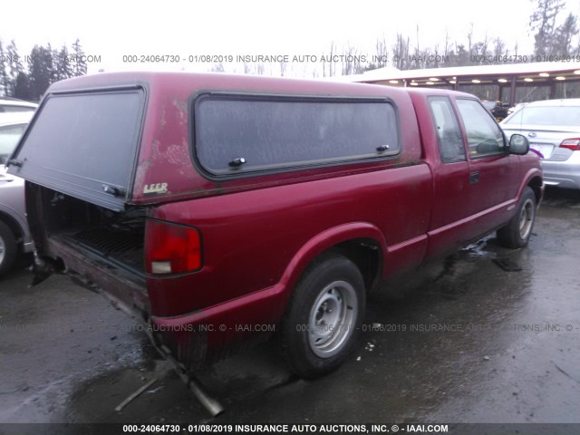 1GCCS19W2S8239736 - 1995 CHEVROLET S TRUCK S10 RED photo 4