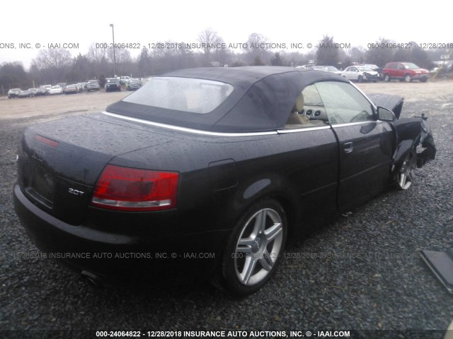 WAUAF48H38K011284 - 2008 AUDI A4 2.0T CABRIOLET BLACK photo 4