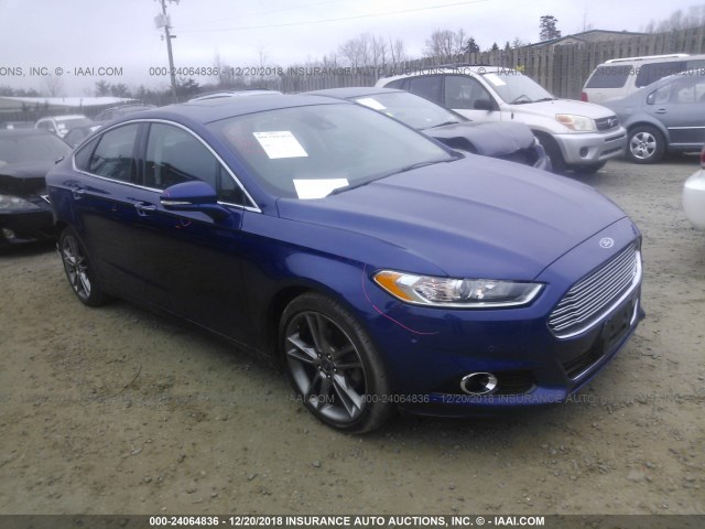 3FA6P0D99DR266062 - 2013 FORD FUSION TITANIUM BLUE photo 1