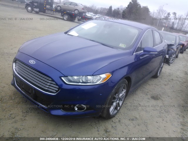 3FA6P0D99DR266062 - 2013 FORD FUSION TITANIUM BLUE photo 2