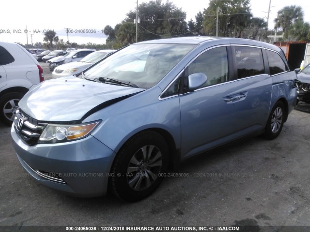 5FNRL5H69EB036105 - 2014 HONDA ODYSSEY EXL BLUE photo 2