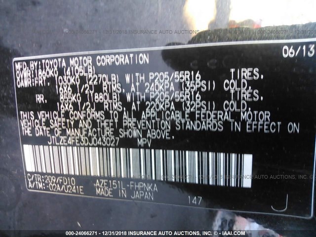 JTLZE4FE3DJ043027 - 2013 TOYOTA SCION XB Qara foto 9