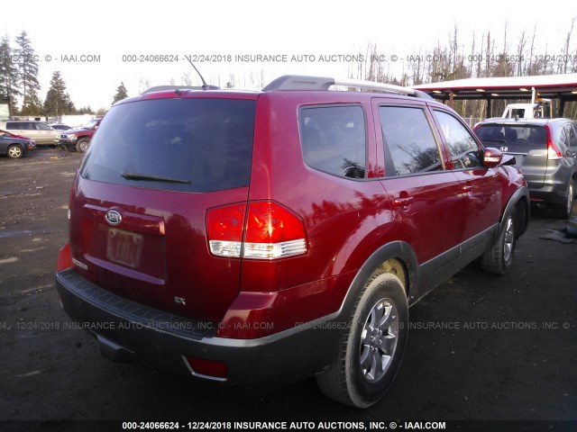 KNDJJ741095039037 - 2009 KIA BORREGO LX/EX RED photo 4