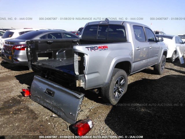 3TMCZ5ANXGM025683 - 2016 TOYOTA TACOMA DBL CAB/SR/SR5/TRD SPT/OR SILVER photo 4