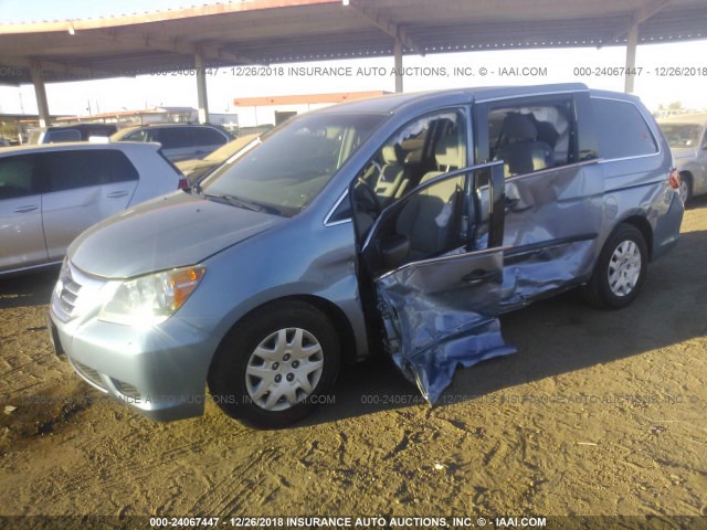 5FNRL38279B039916 - 2009 HONDA ODYSSEY LX BLUE photo 2