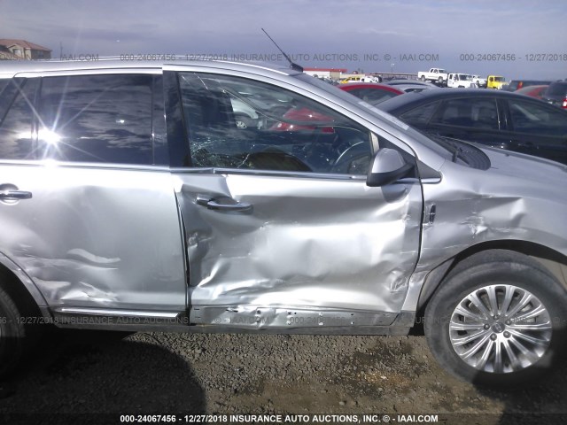 2LMDJ6JK6DBL46446 - 2013 LINCOLN MKX SILVER photo 6