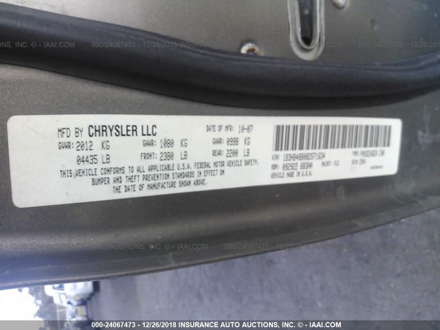 1B3HB48B08D571634 - 2008 DODGE CALIBER SXT GRAY photo 9