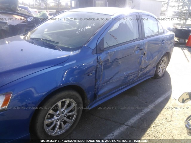 JA32U2FU1AU005042 - 2010 MITSUBISHI LANCER ES/ES SPORT BLUE photo 6