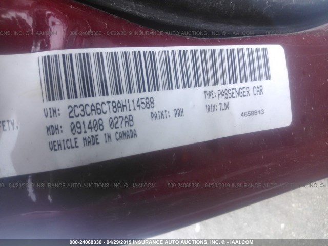 2C3CA6CT8AH114588 - 2010 CHRYSLER 300C RED photo 9