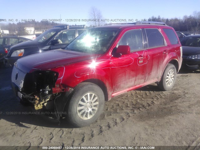 4M2CN9H79AKJ04166 - 2010 MERCURY MARINER PREMIER RED photo 2