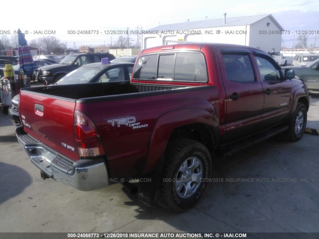 5TELU42N18Z522746 - 2008 TOYOTA TACOMA DOUBLE CAB RED photo 4