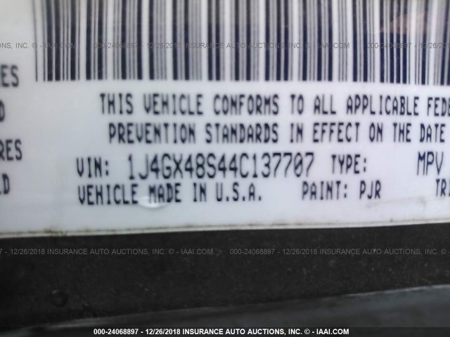 1J4GX48S44C137707 - 2004 JEEP GRAND CHEROKEE LAREDO/COLUMBIA/FREEDOM 绿色 照片 9