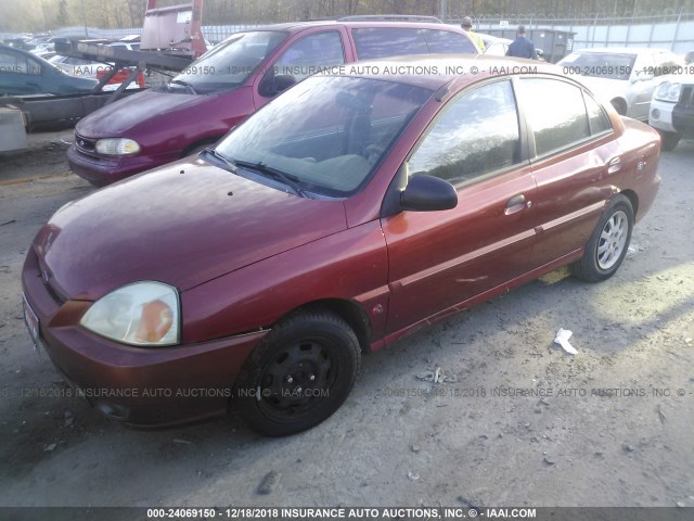 KNADC125136242432 - 2003 KIA RIO RED photo 2