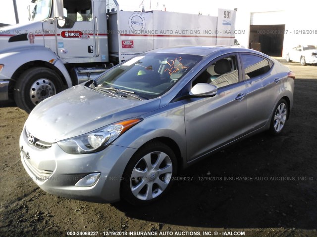 KMHDH4AE6DU858109 - 2013 HYUNDAI ELANTRA GLS/LIMITED SILVER photo 2