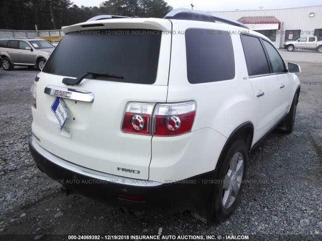 1GKEV33797J122690 - 2007 GMC ACADIA SLT-2 WHITE photo 4