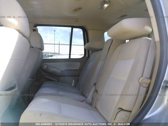 1FMEU73E58UA10629 - 2008 FORD EXPLORER XLT SILVER photo 8