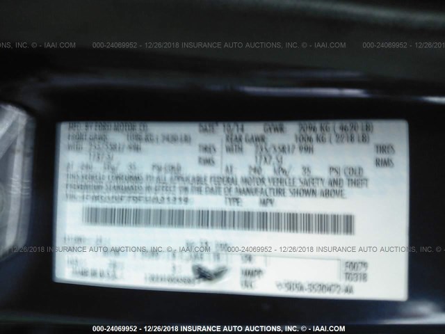 1FMCU0F76FUA31319 - 2015 FORD ESCAPE S BLUE photo 9