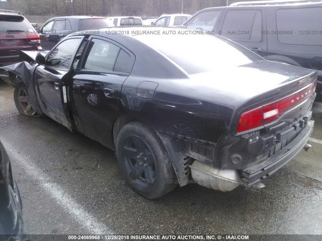 2C3CDXAT5EH185947 - 2014 DODGE CHARGER POLICE BLACK photo 3