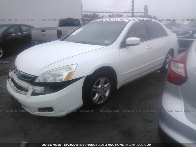 1HGCM56807A223656 - 2007 HONDA ACCORD EX WHITE photo 2