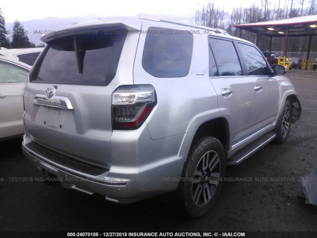 JTEBU5JR7G5291273 - 2016 TOYOTA 4RUNNER SR5 PREM/LTDL/TRAIL/TRD SILVER photo 4