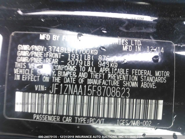 JF1ZNAA15F8708623 - 2015 TOYOTA SCION FR-S BLACK photo 9