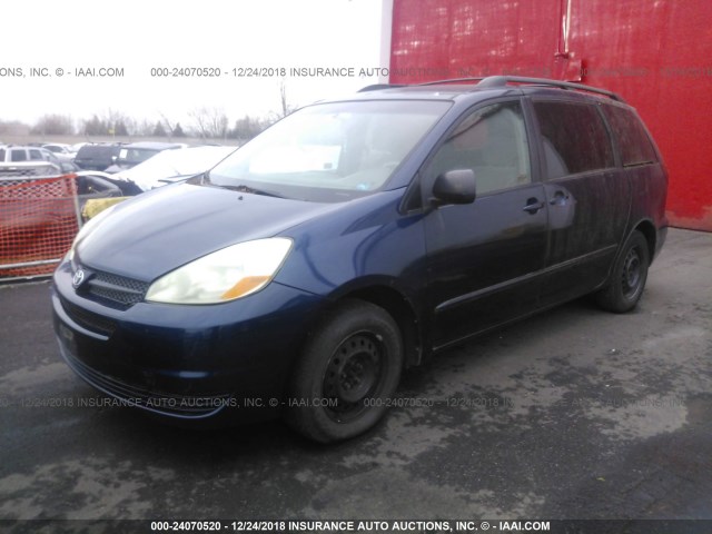 5TDZA23CX4S015744 - 2004 TOYOTA SIENNA CE/LE BLUE photo 2