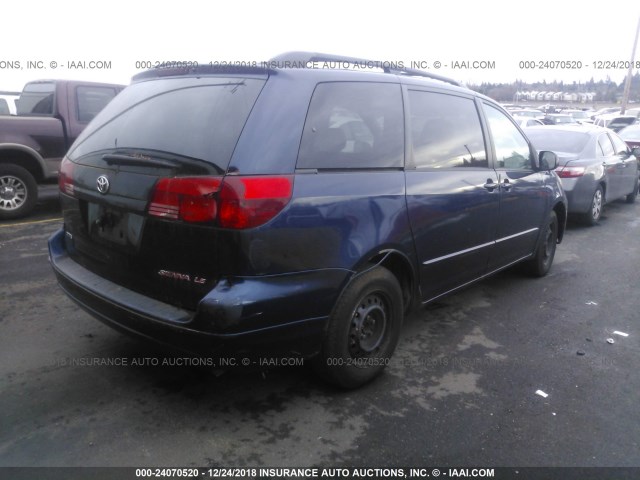 5TDZA23CX4S015744 - 2004 TOYOTA SIENNA CE/LE BLUE photo 4