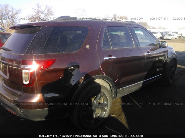 1FMHK7F85CGB01576 - 2012 FORD EXPLORER LIMITED BURGUNDY photo 4