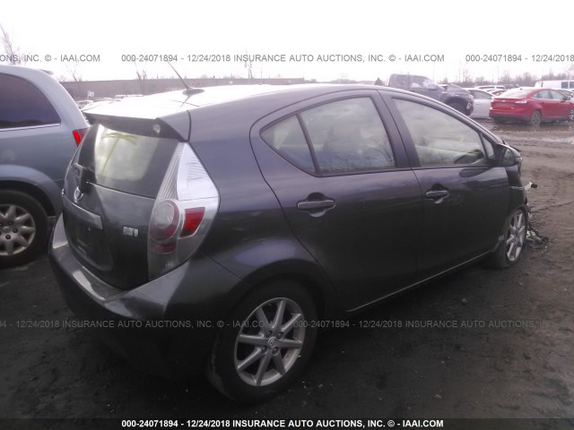 JTDKDTB31C1020004 - 2012 TOYOTA PRIUS C GRAY photo 4